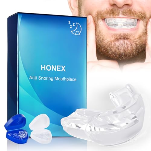 honex Anti snoring Mouthpiece. Adjustable Mandibular Advancement Device with Travel Case, Comfortable -Free for Men and Women(2PCS)