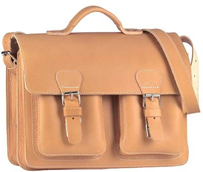Ruitertassen kleine Aktentasche 38cm Herren Damen Leder Schultasche Natur Lehrertasche 2 Fächer