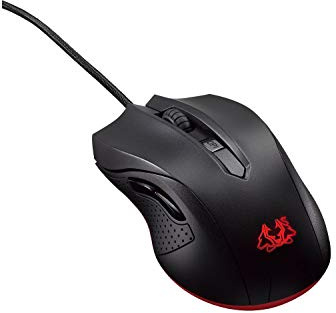 Asus Cerberus Gaming Maus (USB, 6 Tasten, 2.500 dpi, 1000Hz, rot beleuchtet, kabelgebunden) schwarz