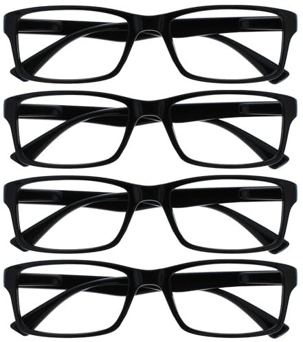 OPULIZE La Société Lunettes De Lecture Noir Lecteurs Valeur Pack 4 Hommes Femmes UVR4092BK +2,50
