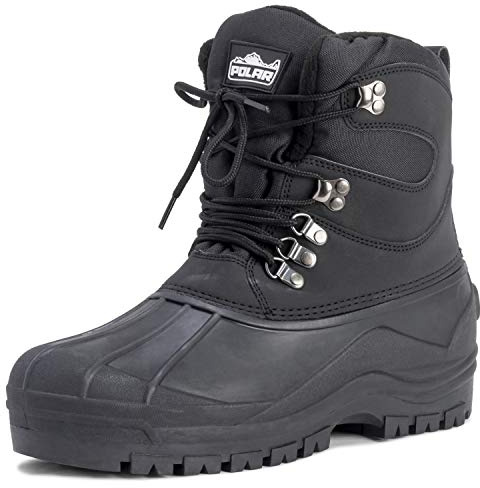 Polar Hommes Short Filet De Nylon Avec Superposition Canard Imperméable Sole Lacer Hiver Neige Bottes - Noir - UK12/EU46 - YC0439