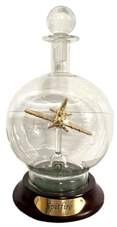 Ornamental Glass Model of a Spitfire Aeroplane in a Decorative Glass Decanter | Memorabilia | Gifts for Men | WW2 Gift | Wartime Memorabilia | Supermarine Spitfire | Battle of Britain