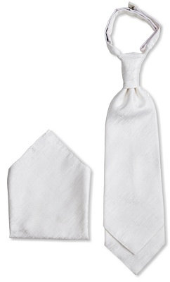 Masterhand Krawatte Set 44 Plastron und Einstecktuch Weiß