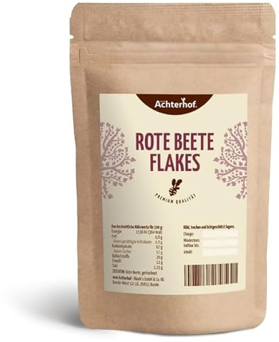 Rote Beete Flakes 1000g | kalorienreduzierte und knackige Flakes aus Roter Beete | würzig lecker im Geschmack | schonend getrocknet und naturrein | vom Achterhof
