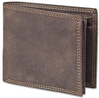 Woodland Original Querformat-Lederbörse NFC/RFID-Blocker Schutz Naturbelassenes, weichem Büffelleder Dunkelbraun/Vintage