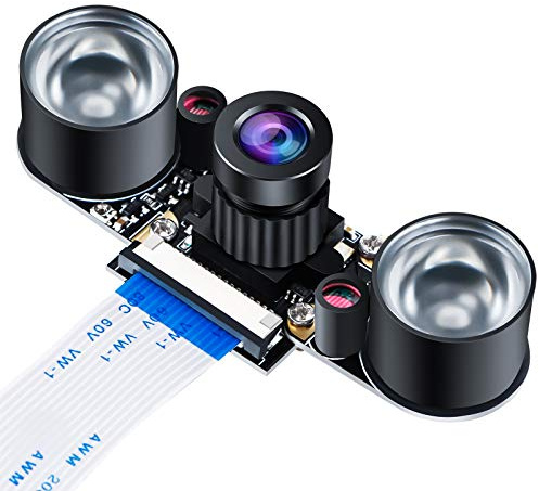 MakerHawk IR fisheye Nachtsicht Infrarot Kameramodul 5MP OV5647 Webcam Einstellbare Raspberry Cam Kamera Video 1080p für Raspberry Pi Modell 2B 2B + 3B 3B + 4B kompatibel mit Raspberry Pi
