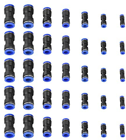 35 Stücke OD Gerade Steckverbinder Air Push Schnellkupplungen, Schnellkupplung Drücken Sie zum Anschließen der Wasserrohrverschraubung,Andere pneumatische Hilfskomponenten