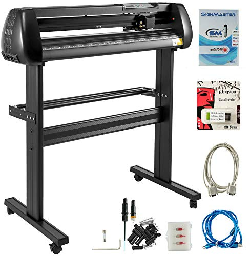VEVOR 870mm Vinyl Schneideplotter 34Inch 3 Klingen Plottermaschine Vinyl Cutter Plotter Folienplotter Foliendrucker Profi Plotter Cutting mit Signmaster Software mit Ständer für Schilder Papierzufuhr