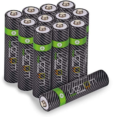 Venom Rechargeable AAA Batteries - High Capacity 800mAh (Pack of 12)