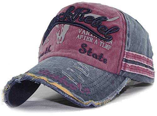 CheChury Cappellino con Visiera Jeans Cappello Uomo Baseball Vintage Casuali Hip-Hop Ricamato Cappelli Regolabile Cotone Cappello Traspirante Rapper Estivo
