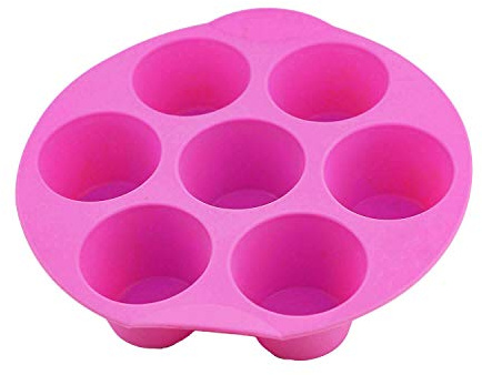 Selecto Bake Moule à muffins antiadhésif en silicone, 7 moules, moule à pudding (rose), moule en silicone pour chocolat, gâteaux, gelées, desserts, glaces et sucre