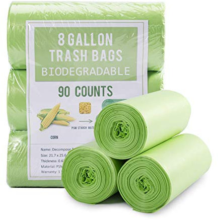 Jaoul Trash Bags 8 Gallon, Medium Garbage Bags, 0.67 Mil Extra Strong Trash Bags for 30 Liter Trash Can, Suitable for Kitchen, Bathroom, Office, Restroom, Car, Green, 90 Counts