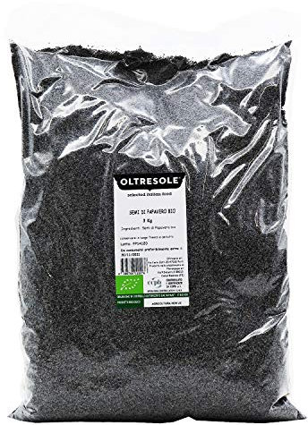 Oltresole, Organic Poppy Seeds 3 kg, Graines de pavot biologiques, riches en nutriments, idéales pour la cuisine et la consommation, format pratique