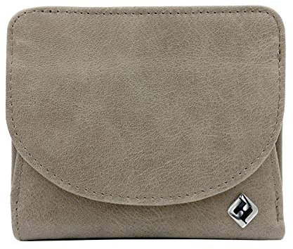 Geldbörse Damen klein grau, viele Fächer, Reise Portemonnaie, Oil-Wax-Leder, RFID Blocker, Münzfach | Wiener Schachtel, Geldtasche Portmonee Geldbeutel Damengeldbörse Damenportemonnaie Damengeldbeutel