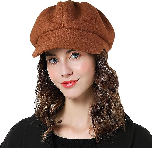 Superora Damen Ballonmütze Schirmmütze Wintermütze Kappe Barett Winter Mütze Newsboy Herbst Winter
