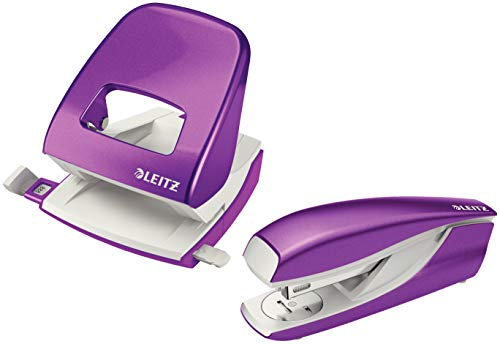 Leitz 5008 NeXXt Series Bürolocher + Heftgerät, Metall, bis zu 30 Blatt (Set violett)