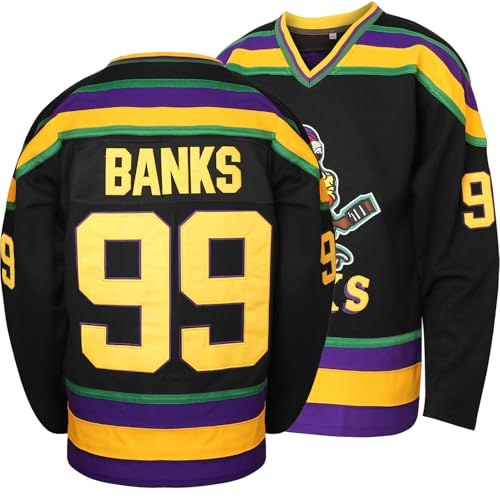 Charlie Conway #96 Mighty Ducks Adam Banks #99 Film Ishockeytröja Grön Vit, 99 Svart, S