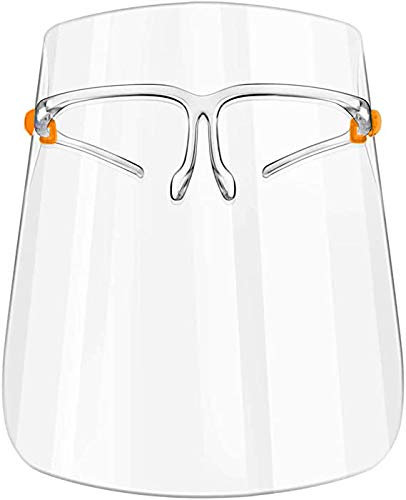 True Face Shield Full Face Visor Glasses Protection Mask PPE Transparent Clear Plastic UK Coloured (10 Pack, Orange)