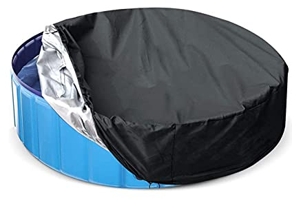Hundeschwimmbeckenabdeckung - Round Pool Cover Faltbare | Poolabdeckplane Schwimmbad Abdeckung Mit Rundem Rahmen | Badewannenbezug Schwimmbad Hundepool Abdeckung | Ø 162cm