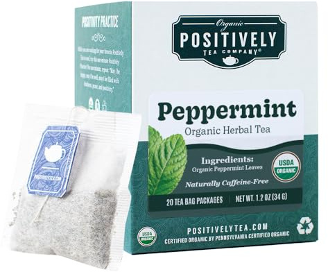 Organic Positively Tea Company, Peppermint Leaf Herbal Tea Bags, 20 Count