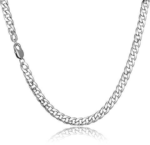 HSWYFCJY Mäns Silver Armored Chain Halsband, Män Kubansk Rostfritt Stål Kedja 6/9 mm Bredd 18/20/22/24zoll, 24inch(60cm), Rostfritt stål, Inga ädelstenar