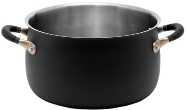 Meyer Accent Series Stainless Steel Stockpot, 6.5 Quart, Matte Black