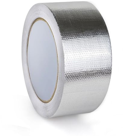 XZRDINGJIE Glasfaser Aluminiumfolie Klebeband, Kanal Isolierband Hochtemperatur Hochleistungs Metallband Verstärktes Aluminium Folienband Wasserdichtes Band (5cm x 25m)
