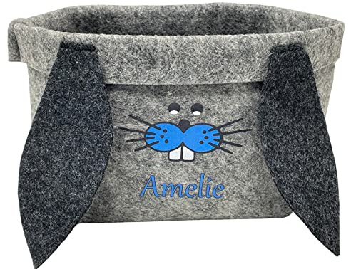 Fadensalat Osterkorb mit Namen personalisiert Osternest Filz Ostergeschenk Osterkörbchen Kinder Blau