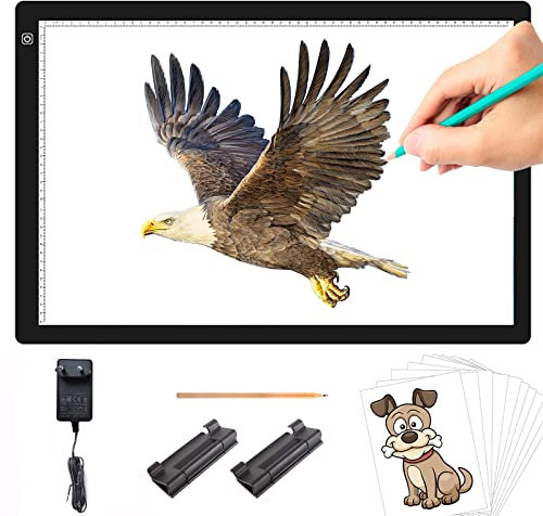 TOHETO A2 Tablette Lumineuse Diamond Painting, Luminosité Variable en Continu Grande boîte Lumineuse Tableau d'affichage pour Tatouage, Animation, Croquis, avec 2 Clips, Adaptateur 12V2A (60x40cm)