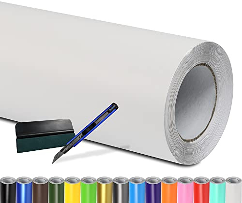 Folindo Autofolie Weiss Matt (12€/m²) - 200 x 152 cm – Selbstklebende Auto Lackschutzfolie mit Luftkanal Technik – Blasenfreie Auto Folierung inkl. Rakel & Cutter – Car Wrapping Folie