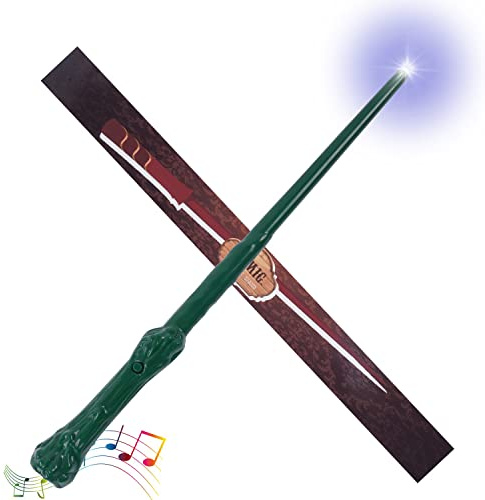 Aomig Bacchetta Magic, Mago Bacchetta con Luce e Suono,Bacchetta Magica in Plastica Magic Giocattolo per Bambini, Cosplay Props Costume da Festa Accessorio, Singolo (Verde)