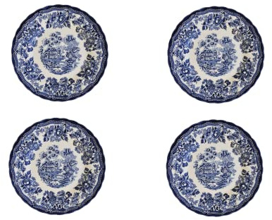 New Churchill - Juego de 4 platos de ensalada de Wessex Tonquin azul Chelsea, 8 pulgadas, fabricado en Inglaterra
