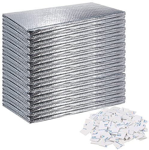 Gerrii 24 Pcs Garage Door Insulation Kit Double Bubble Insulation Panels Reflective Film Aluminum Radiant Barrier Thermal Shield with Adhesive Tape for Garage Greenhouse Attics Walls (24 x 48 Inch)