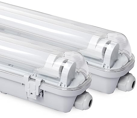 Daromigo 24w LED Feuchtraumleuchte Wannenleuchte 150cm, 2400LM Kaltweiß 6500K T8 LED Röhre, IP65 Wasserfest Feuchtraumlampe Werkstattlampe für Garage, Keller, Büro - 2 Stück