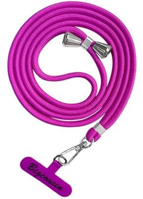 Bigcousin Universale Handykette,Handyband passend für Standard Handyhülle,Kette zum Umhängen mit Pad Handy Lanyard,verstellbar und abnehmbar,Rose Lila