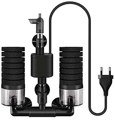 DONGKER Aquarium Schwammfilter, Elektrischer Aquarium Doppelschwammfilter, Leise Schaumfilter Luftheber Filtern für Biologische und Mechanische Filterung