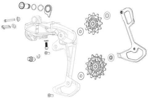 Sram Schaltwerk Pulley Kit Apex XPLRMech 12Z+14Z u.Lager,12,55mm+14mm SW Schr., 117518108001