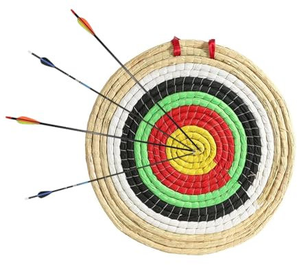 Zielscheibe Bogenschießen - Stroh Ziel,Strohbogenziel,Traditionelles Bogenpfeilziel,Handgefertigte Strohzielscheibe für Recurvebogen,Traditionelles Strohzielscheibe(Durchmesser 50 cm 3-Lagiges 6cm)