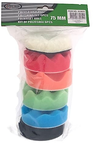 Polierteller Polier Set Ø 75mm Polierpads Klett Polierschwamm Polierscheibe 6tlg