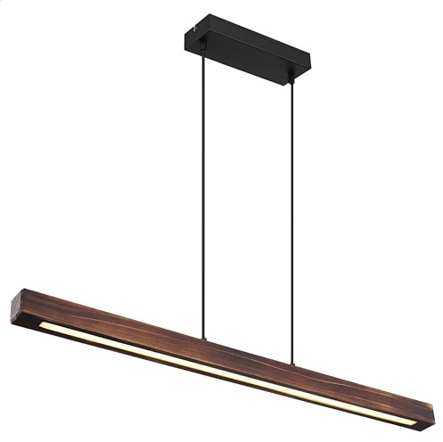 INNOVATE LED Pendelleuchte Esstisch Holz | schwarze Deckenlampe Esszimmer Lampe hängend | Hängelampe Holzbalken Lampe Wohnzimmer Hängeleuchte Holz | Hängelampe Wohnzimmer Deckenlampe hängend