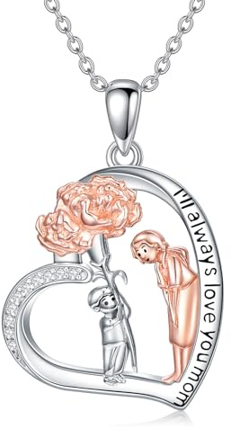 POPLYKE Mom Necklace for Women Sterling Silver Mom Sister Necklace Jewelry Gift from Daughter Son Brother