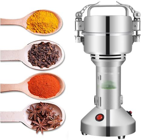 YOtat 100g Electric Grain Mill Grinder, High Speed 600W Commercial Spice Grinders, Stainless Steel Pulverizer Powder Machine, for Dry Herbs Grains Spices Cereals Coffee Corn Pepper, Straight Type