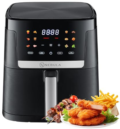 Nebula 7 Litre Single Air Fryer | Easy Clean, Touch Control, 1800W, Max Temp 200°C | Air Fryer Oven with Kitchen Timer for 1 Person | Oil-Free Airfryer | Black