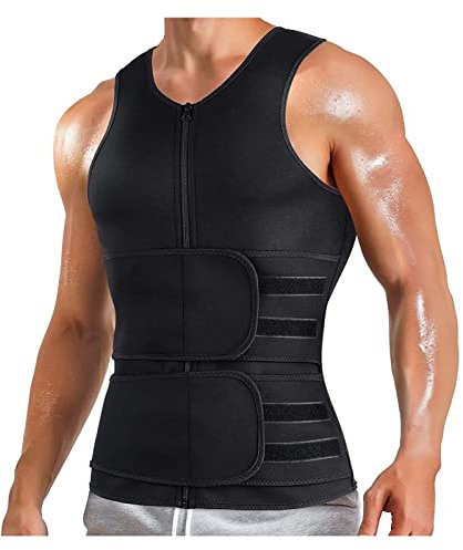 WEITING Taillentrainer Damen Herren Bauchband Abnehmen Gürtel Einstellbar Sauna Weste Für Herren Fitness Korsett Schwitzweste Shaping Top Saunaanzug (Color : Noir, Size : XXL)