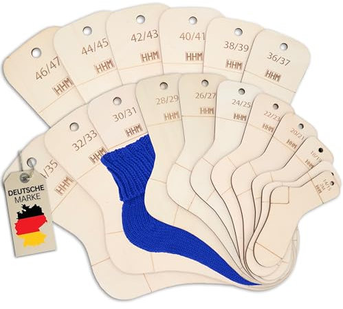 HHM® Größe 2M-47 Sockenbretter mit Größenangabe Sockenlineal zum Stricken. Sockenspanner/Sockenschablone mit Größenangabe. Sockenblocker als Strickhilfe