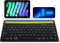 Clavier Filaire Bluetooth, Clavier QWERTY Silencieux Rechargeable Ultra-Mince, 78 Touches,Prend en Charge la Commutation Entre 2 Appareils, aAec Support Intégré,pour iPad,Tablettes,Smartphones(Noir)