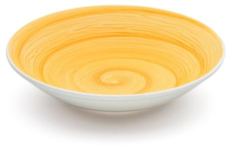 Generico Memento Table Set 6 piatti Fondi 23 cm in ceramica Made in Italy, dipinti a mano (Giallo, Fondi)