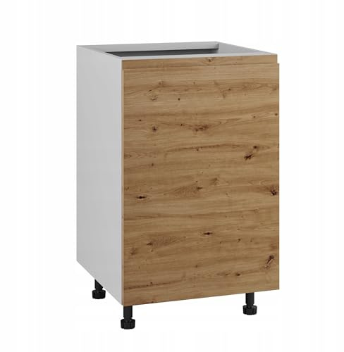 Laclar Küchenschrank aus der LUGO-Serie - grifflos - mit Acrylfronten und MDF - 50x52,8x82 cm - mit verstellbaren Füßen - ideal für moderne Küchen - Artisan-Eiche