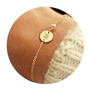TINGN Teenager Mädchen Weihnachtsgeschenke - Gold Armband mit Buchstaben M Armbänder Gold Armband Kinder Geschenke für Kinder Geburtstagsgeschenke für Mädchen Trauzeugin Geschenk
