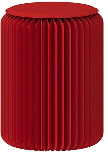 Mixtric Klappbarer Papier Stuhl, Ultradünner Klappstuhl, Modernes Akkordeon Design, Niedriger Hocker Mit Wabenstruktur, Für Wohnzimmer, Schlafzimmer, Flur,Rot,H:52cm